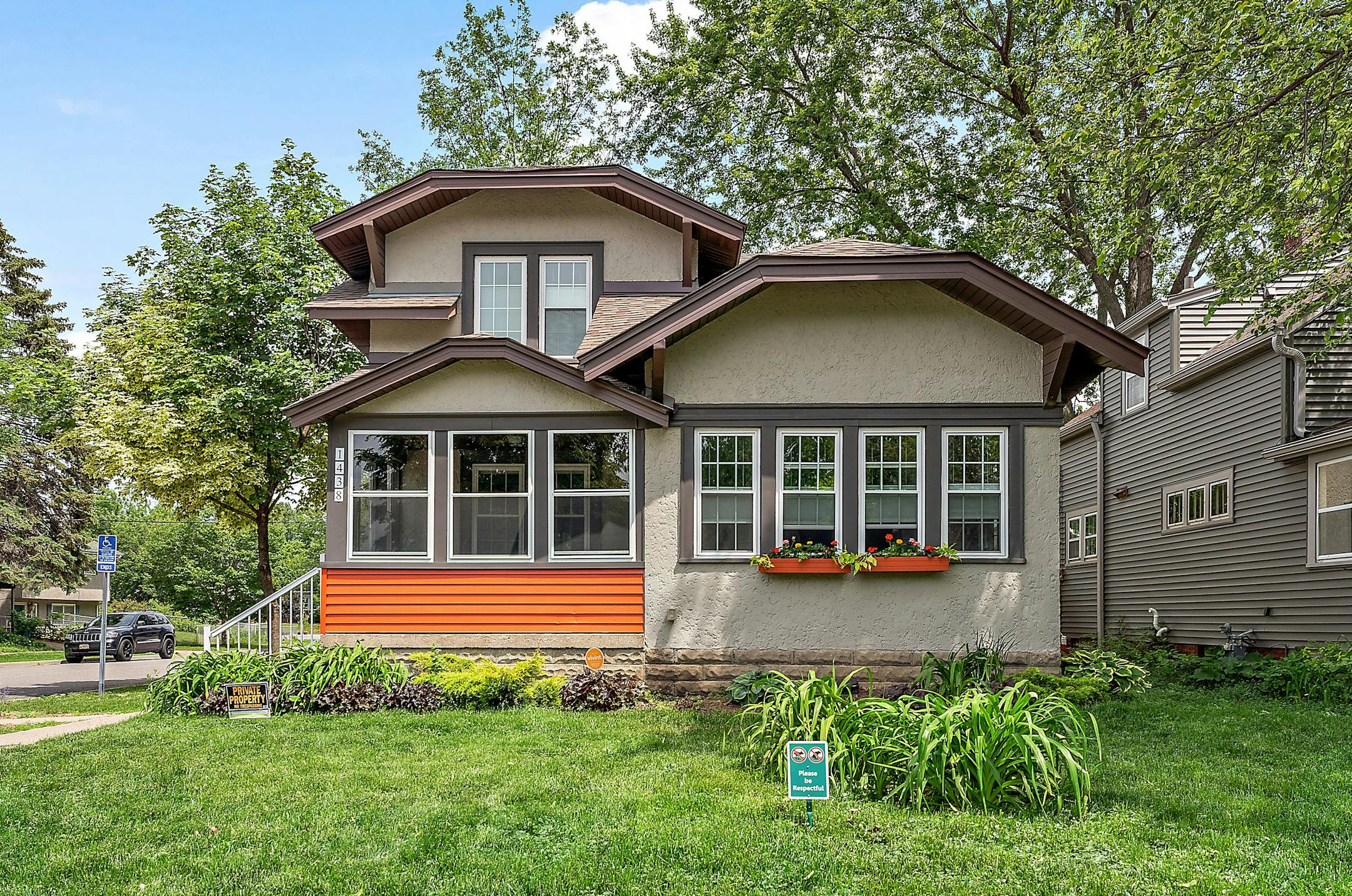 The three-bedroom, two-bathroom house in the Como neighborhood spans 2,100 square feet. UAV Vision Media