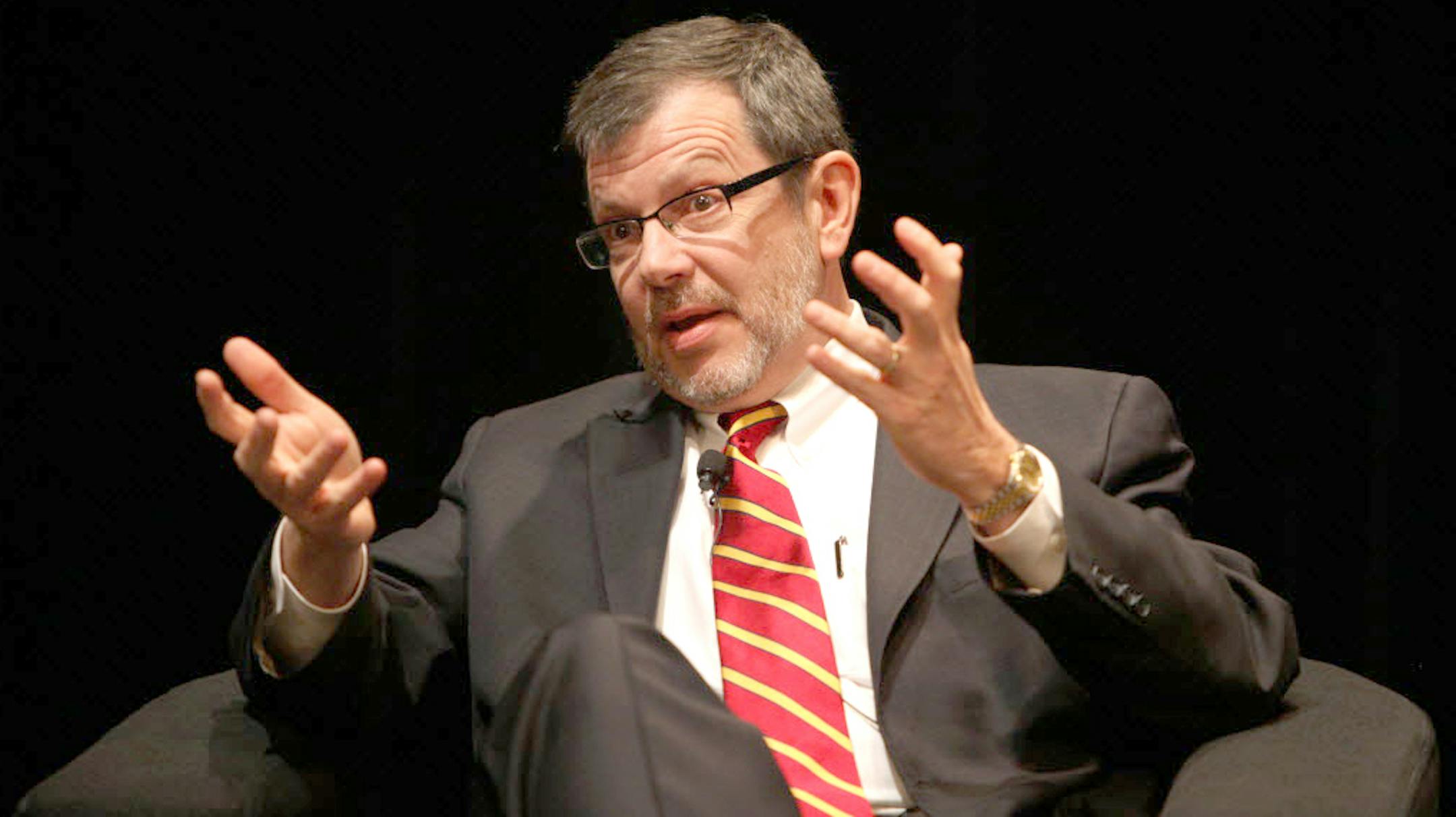 Eric Kaler, sole finalist for president of the University of Minnesota, responded to questions during Wednesday's public forum at Coffman Memorial Union.