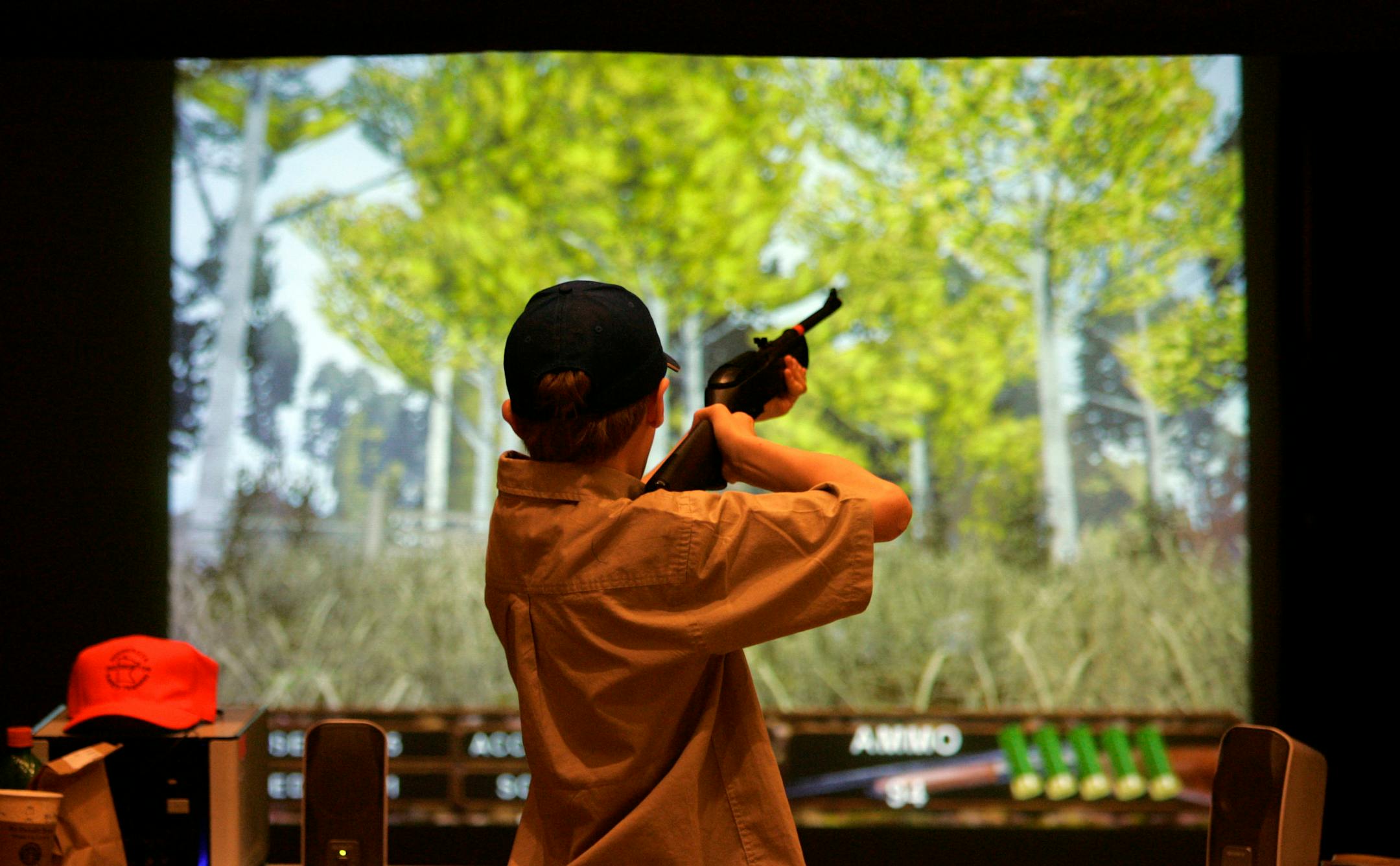 KYNDELL HARKNESS � kharkness@startribune.com Robert Brinker took aim at some wild turkeys with help from firearms safety instructors at the 75th annual Northwest Sport Show