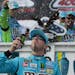 Kyle Busch celebrates in victory lane after winning a NASCAR Cup Series auto race at Pocono Raceway, Sunday, June 2, 2019, in Long Pond, Pa. (AP Photo