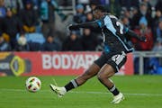 Forward Bongokuhle Hlongwane, pictured during a game March 16, and Minnesota United suffered their first MLS loss of the season Saturday, falling 2-0 