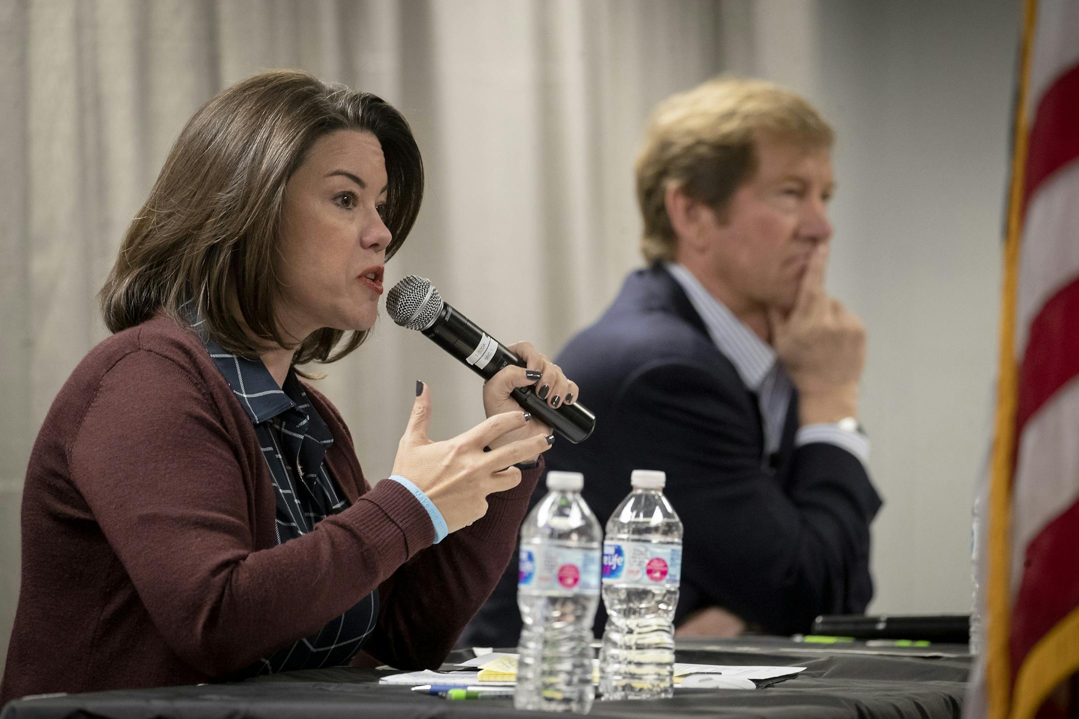 Democrat Angie Craig, left, and Republican Jason Lewis, debated for the last time as they battle for Minnesota's Second Congressional District at the Dakota County Technical College, Thursday, October 25, 2018 in Rosemount, MN.