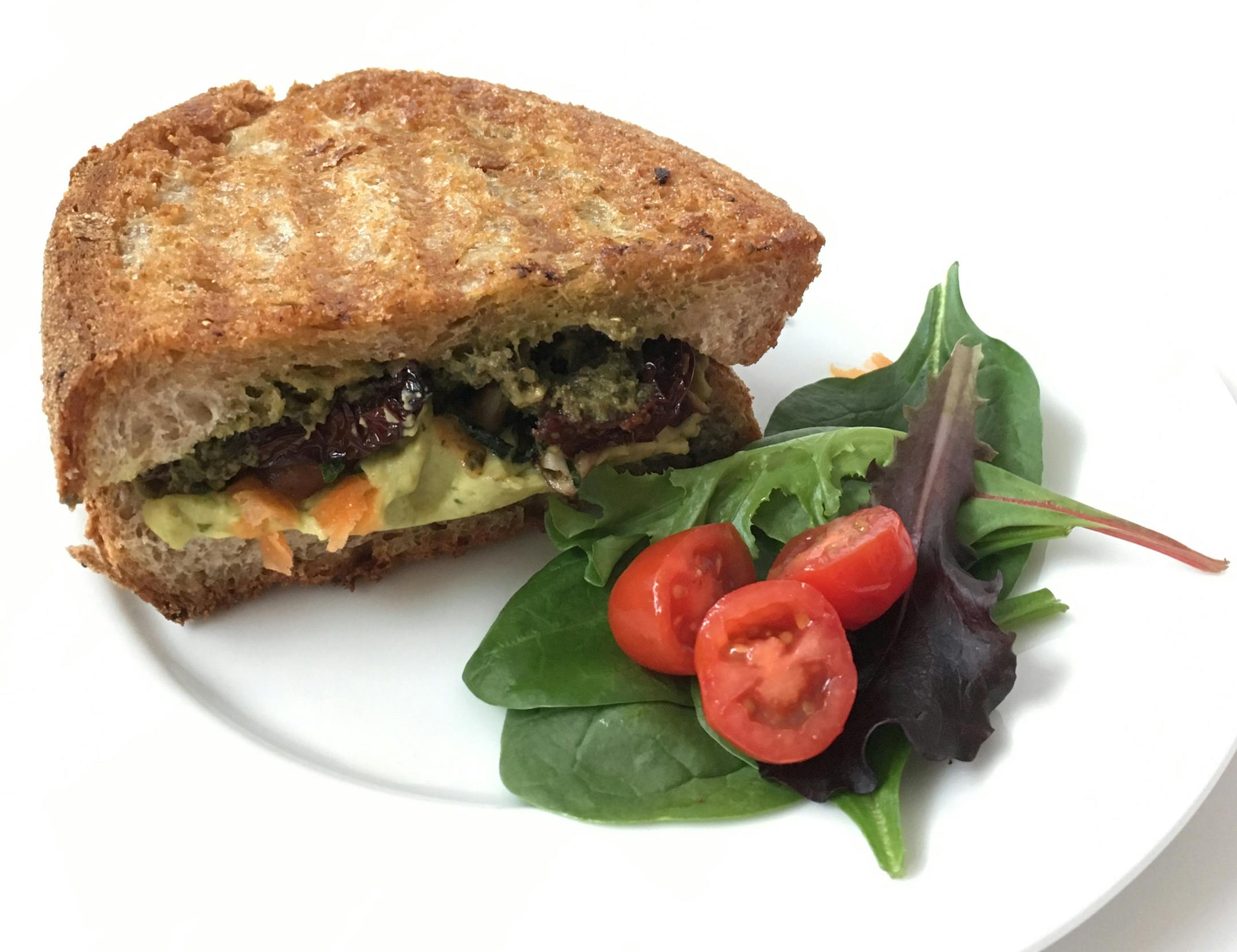 Avocado and Veggie Panini With Pesto.