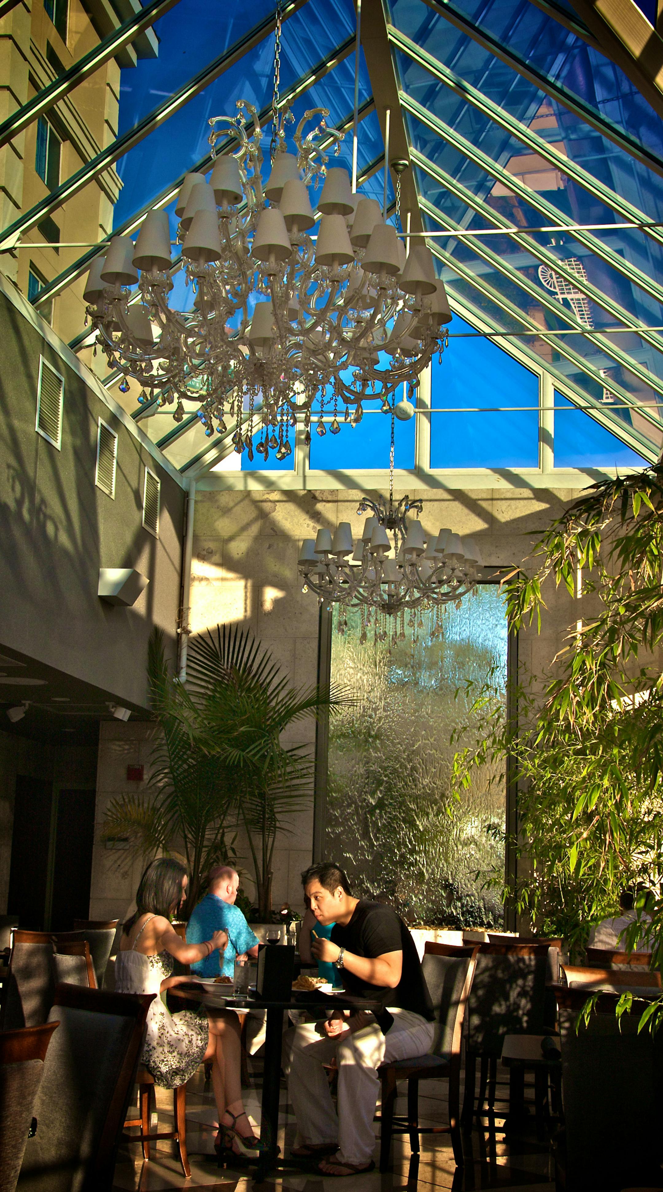 Leah Shen and Brian Chiou, visiting from Massachusetts, enjoyed a meal at the Whitney Bistro. The adjacent Onyx Bar features materials salvaged from the former Whitney Hotel in downtown Minneapolis.