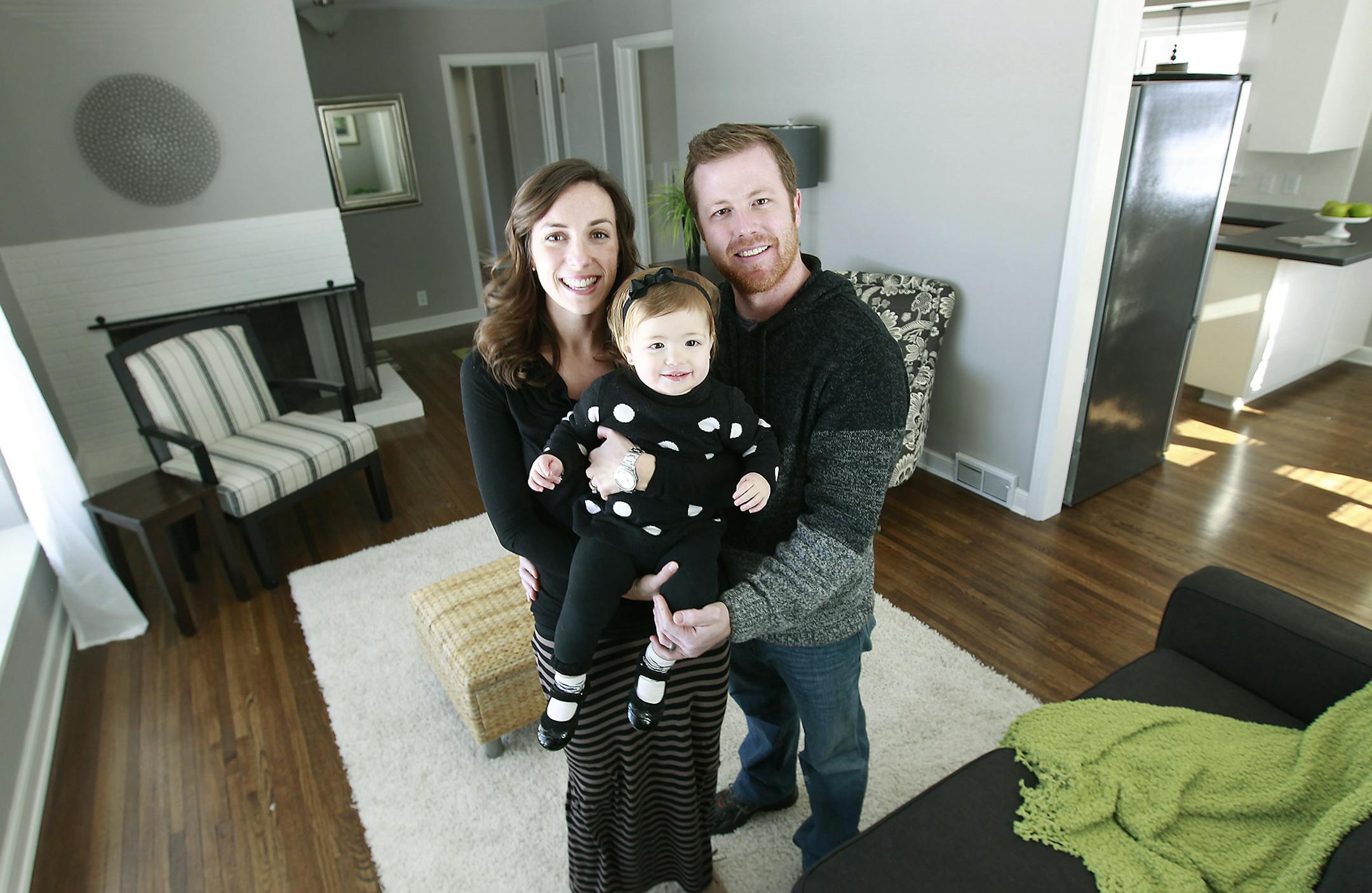 Matt and Hannah Kull and their daughter Hazel just moved into their new home in the Highland Park neighborhood, Tuesday, January 13, 2015 in St. Paul, MN. ] (ELIZABETH FLORES/STAR TRIBUNE) ELIZABETH FLORES &#x2022; eflores@startribune.com