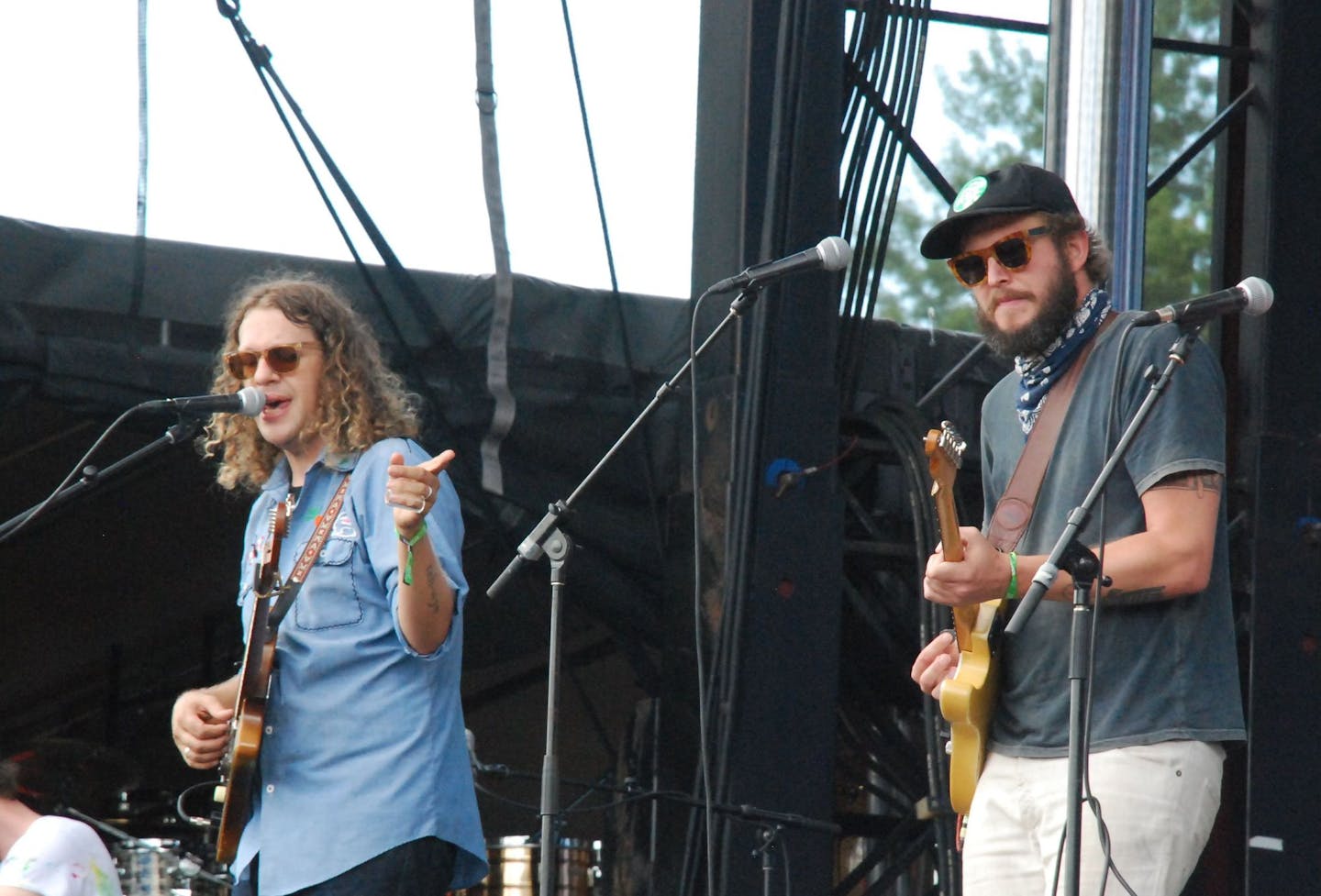 Justin Vernon, right, joined former bandmate Phil Cook of Megafaun Saturday afternoon to play an old favorite, "Gonna Move."