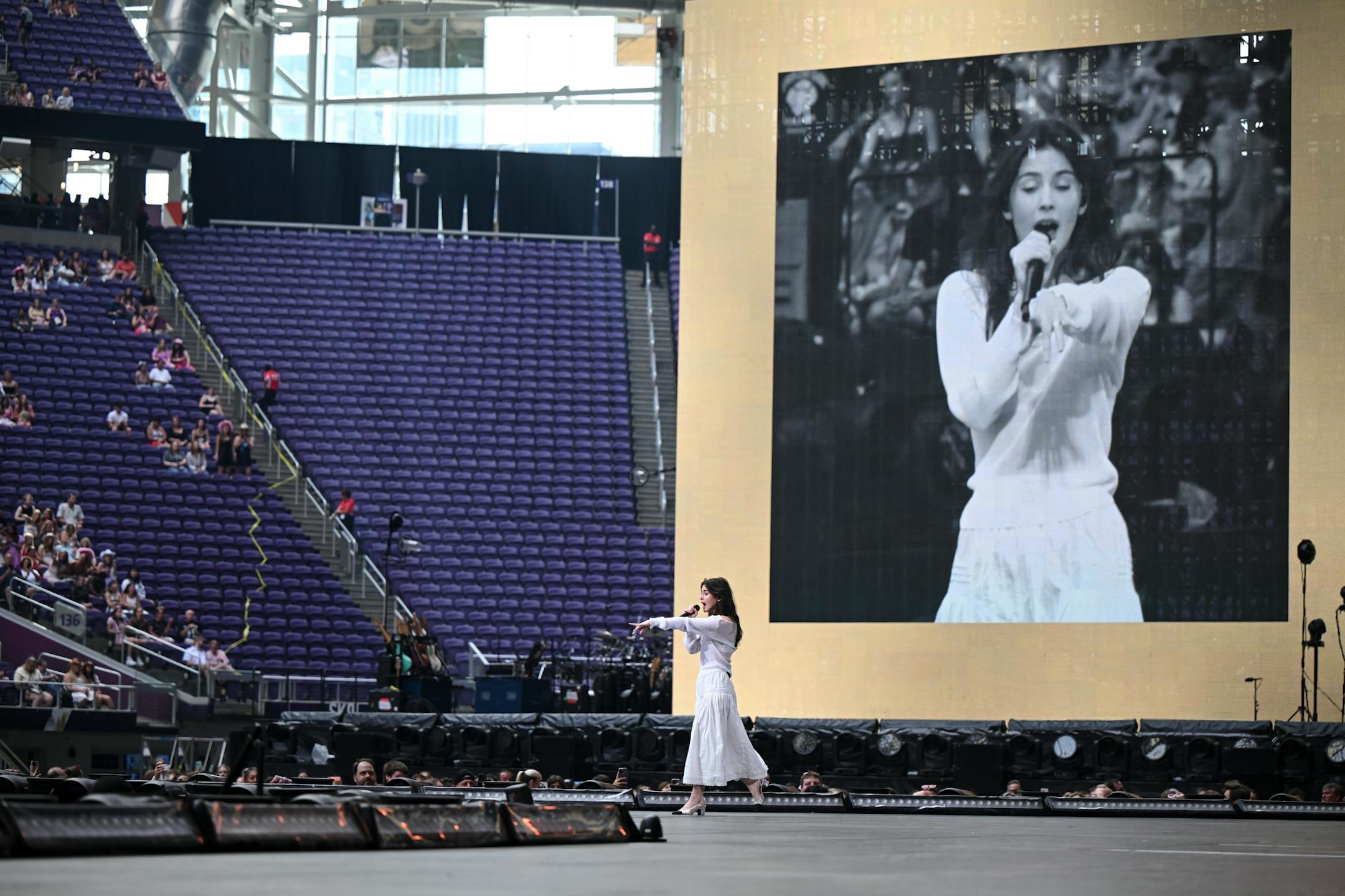 Opening act Gracie Abrams performs Friday, June 23, 2023, at US Bank Stadium in Minneapolis, Minn.