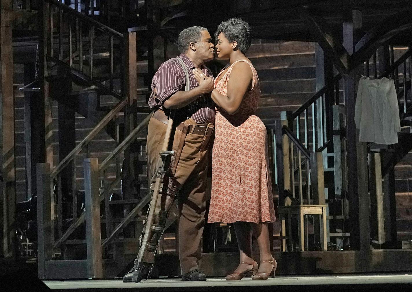 Eric Owens and Angel Blue in the title roles of the Gershwins' "Porgy and Bess." Photo: Ken Howard / Met Opera