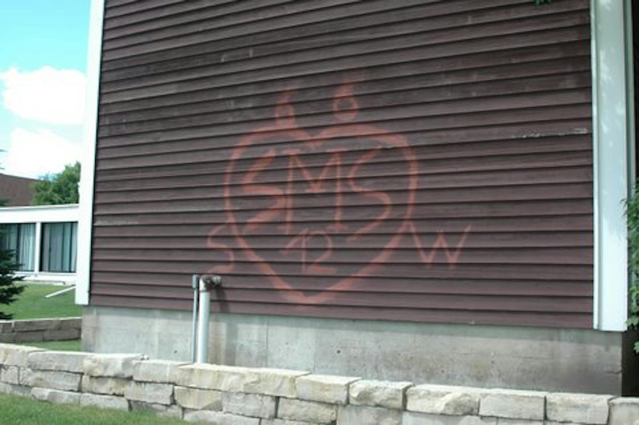 Some of the graffiti found on Edina church last year.