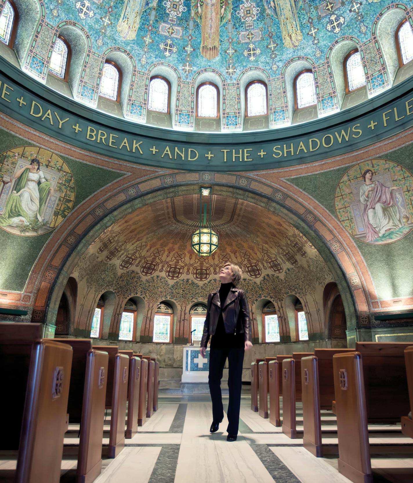 Cathy Wurzer loves cemeteries, especially Lakewood Cemetery in Minneapolis. She is most fond of the old Byzantine Chapel there, as she finds it peaceful and also a source of inspiration for the mosaic glass art work she creates.