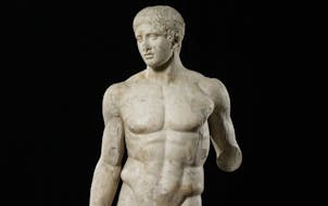 "The Doryphoros" (120-50 B.C.): One of four surviving Roman copies of a bronze sculpture by the legendary Greek artist Polykleitos, this handsome 6½-