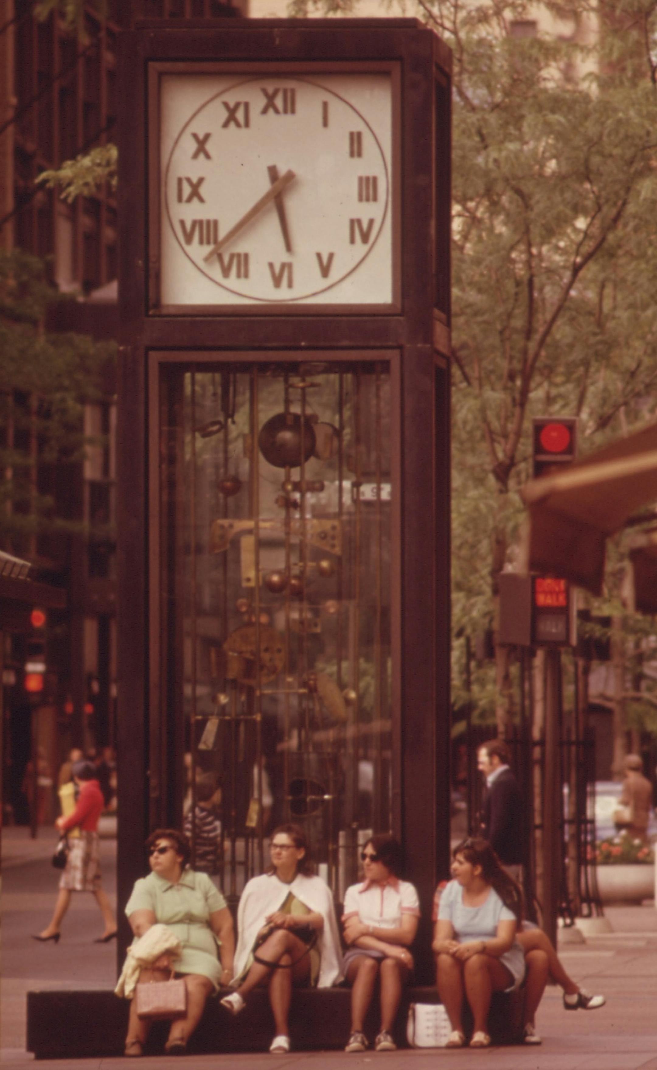 Nicollet Mall's clock in 1973.