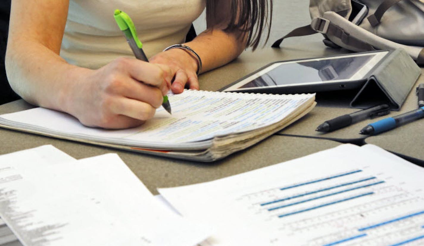 A student studies for a test.