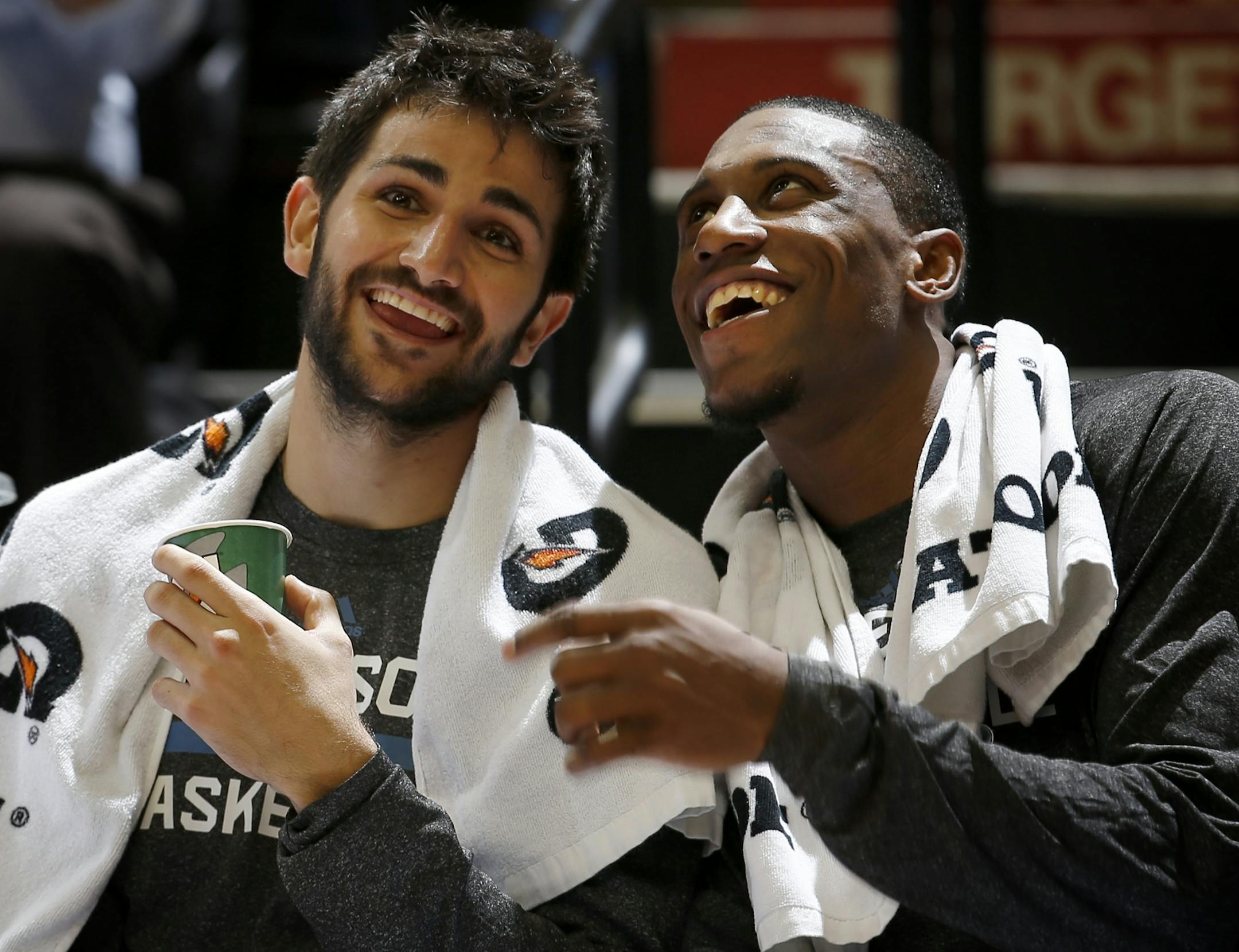 Timberwolves Ricky Rubio and Thaddeus Young joked after it was announced that is was Rubio's birthday.