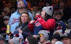Twins fans dance between innings during their home opener against the Cleveland Guardians Thursday, April 4, 2024 at Target Field in Minneapolis.
