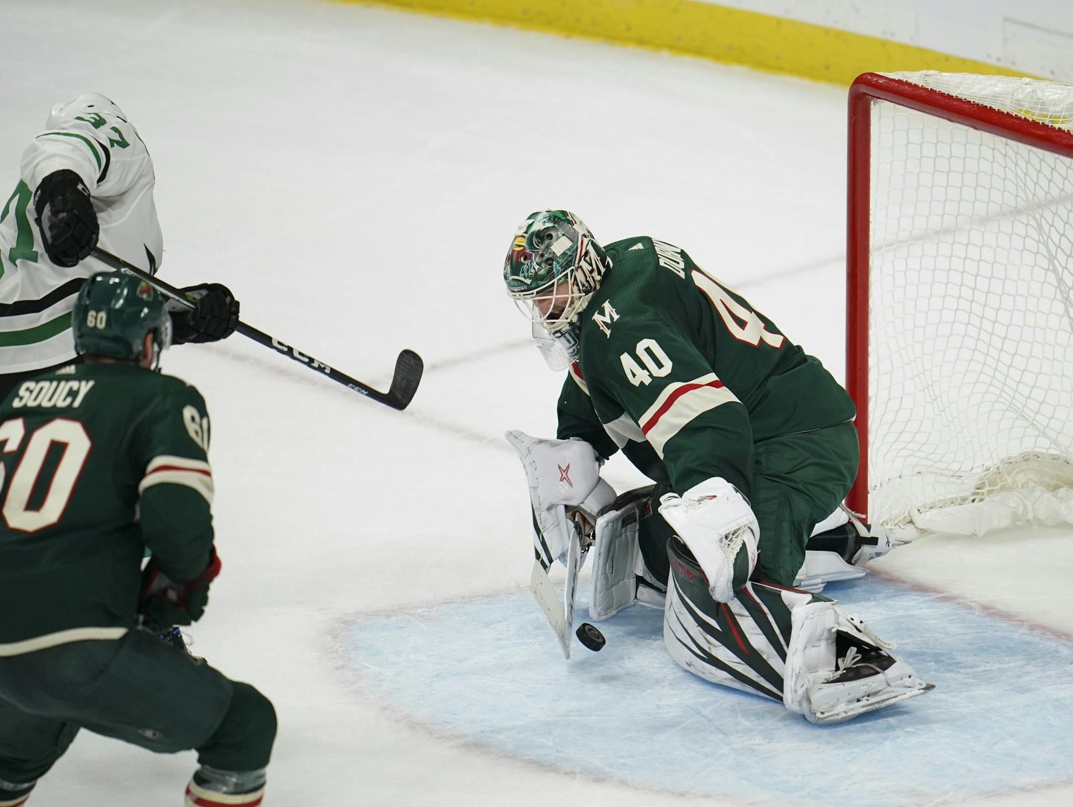 Dallas' center Justin Dowling scored the game winner between the legs of Minnesota Wild goaltender Devan Dubnyk in the third period. ] JEFF WHEELER &#xef; jeff.wheeler@startribune.com The Minnesota Wild lost to the Dallas Stars 3-1 in an NHL hockey preseason game Thursday night, September 20, 2018 at Xcel Energy Center in St. Paul.