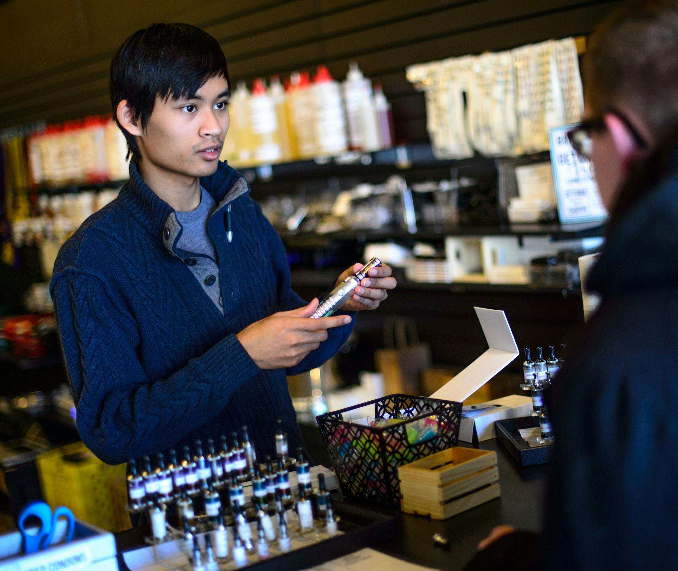The Uptown Vapor Shoppe, an electronic cigarette supply store, says it has glass cases full of nearly every type of e-cigarette on the market.