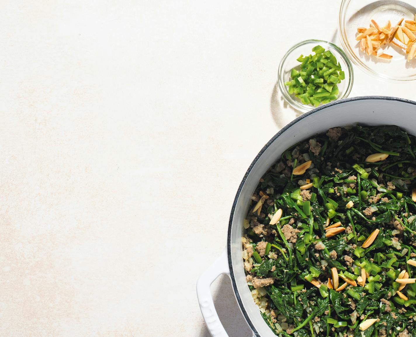 Lebanese-Style Beef and Spinach Stew from "Milk Street: Cook What You Have," by Christopher Kimball (Voracious, 2022). Credit: Connie Miller