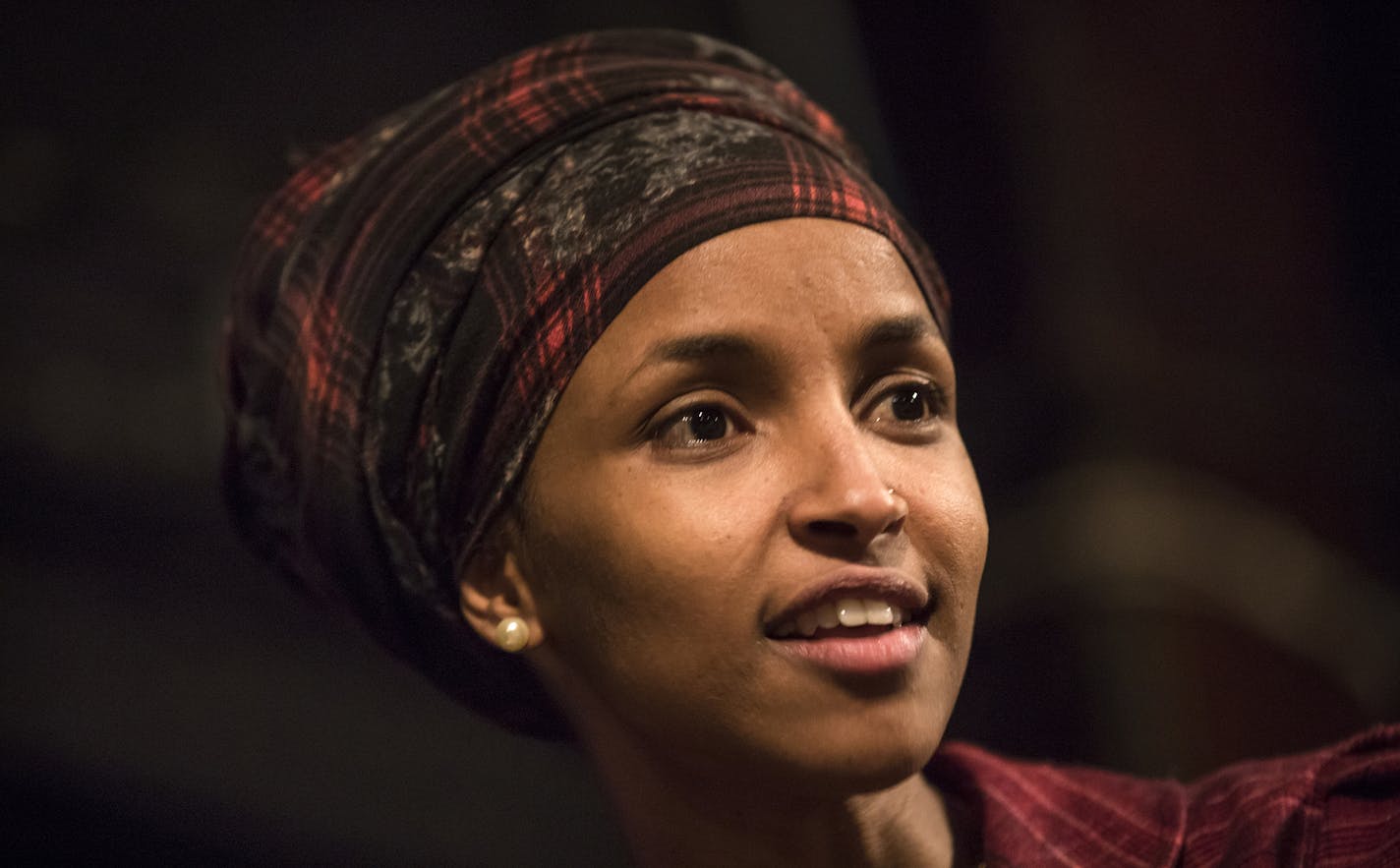 Rep. Ilhan Omar hosted a forum at Mixed Blood Theatre aimed at providing residents of her House district "the necessary tools to protect and organize our communities" in "the wake of the new presidential administration's policies." on Wednesday, February 15, 2017 in Minneapolis, Minn. ] RENEE JONES SCHNEIDER &#xa5; renee.jones@startribune.com ORG XMIT: MIN1702152223144002