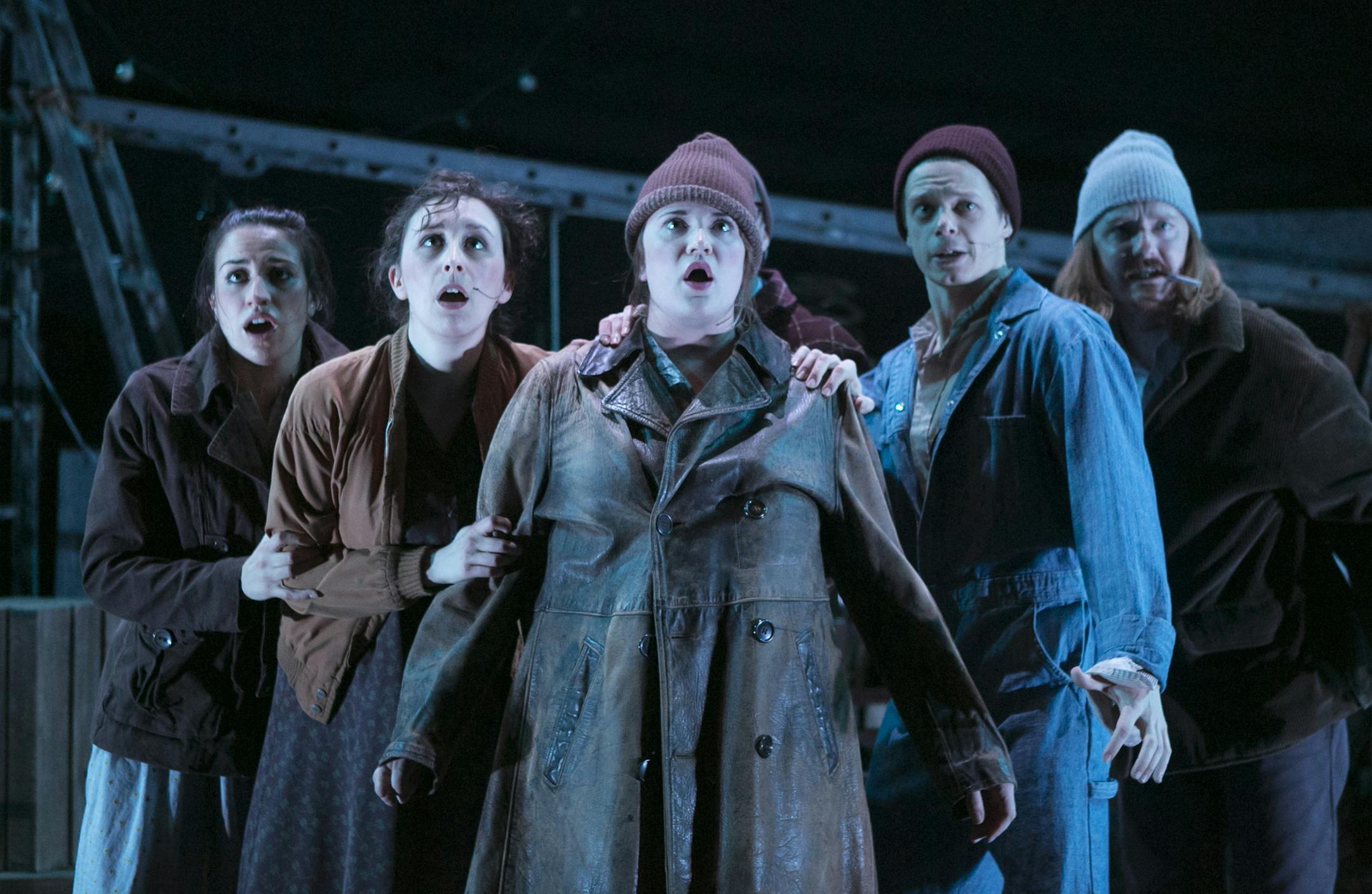 Cat Brindisi (Wriggles), Serena Brook (Twang), Gracie Kay Anderson (Captain Buck), David Darrow (Jonah) and Matt Riehle (Bitty) in 7th House Theater's production of "Jonah and the Whale: A New Musical." Photo by Heidi Bohnenkamp