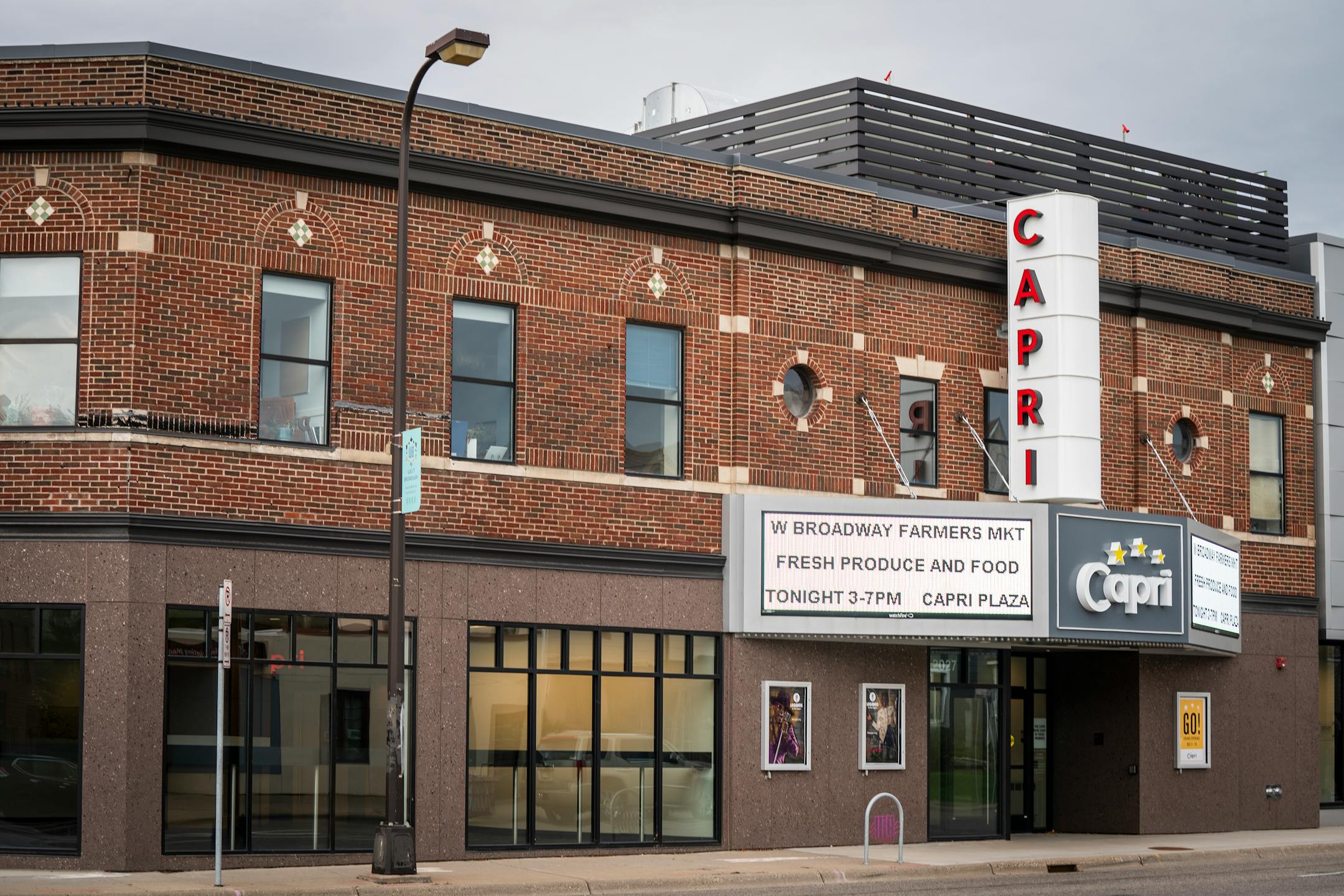 The marquee of the renovated Capri Theater.