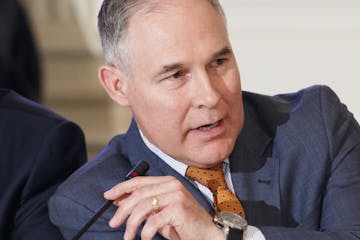 FILE &#xf3; Scott Pruitt, head of the Environmental Protection Agency, speaks at a meeting in the White House in Washington, Feb. 12, 2018. The Enviro