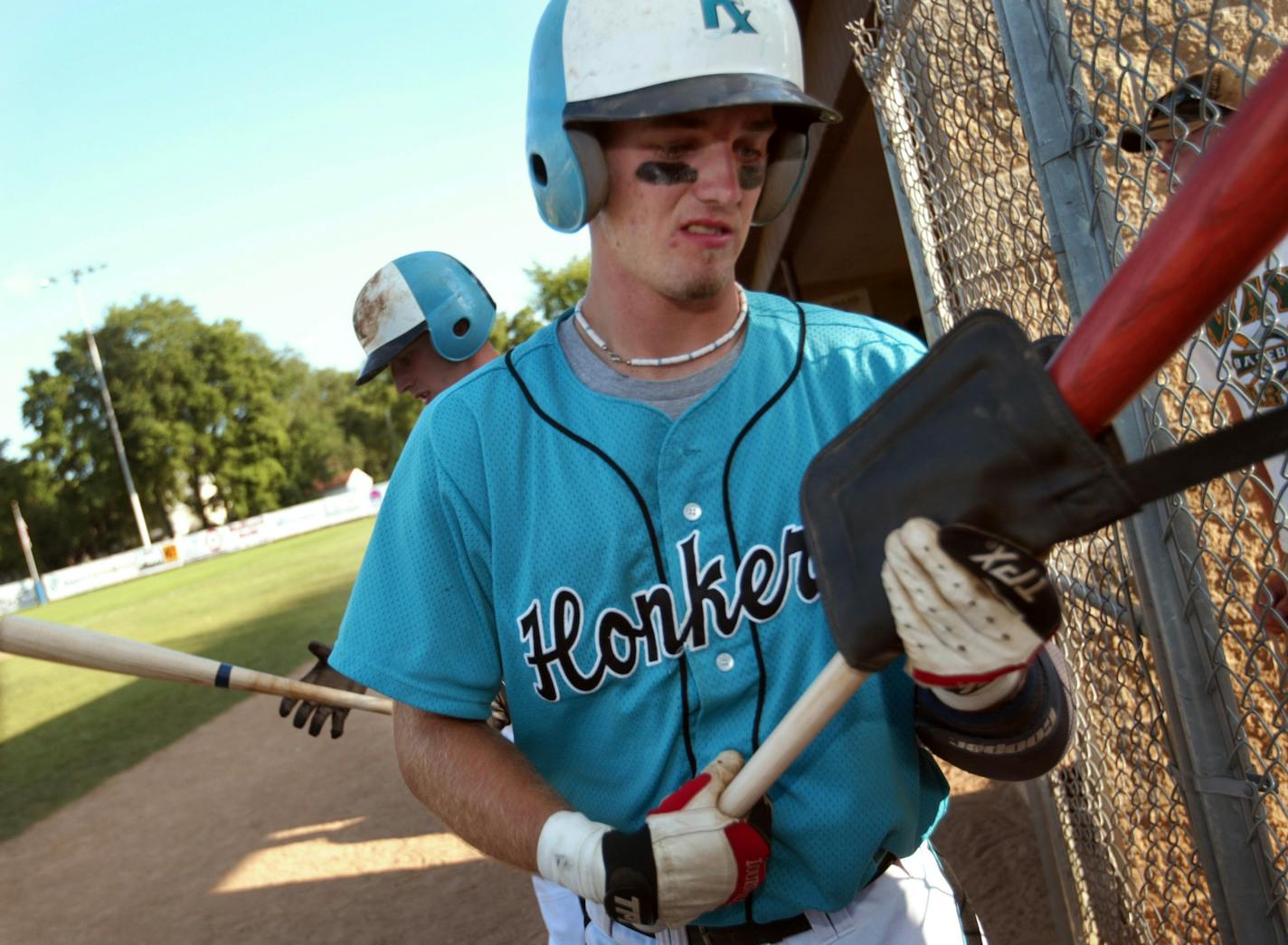 7/14/02- Rochester, MN - The Rochester Honkers play the Brainard Mighty Gulls at Mayo Field. The two teams, made up of college players, are in the Northwoods League.