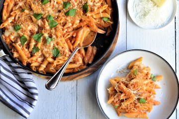 Creamy Chicken Parm Skillet Pasta for dinner tonight. Credit: Meredith Deeds, Special to the Star Tribune