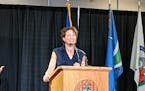 Mayor Emily Larson gave her State of the City speech Tuesday night at the Duluth Entertainment Convention Center.