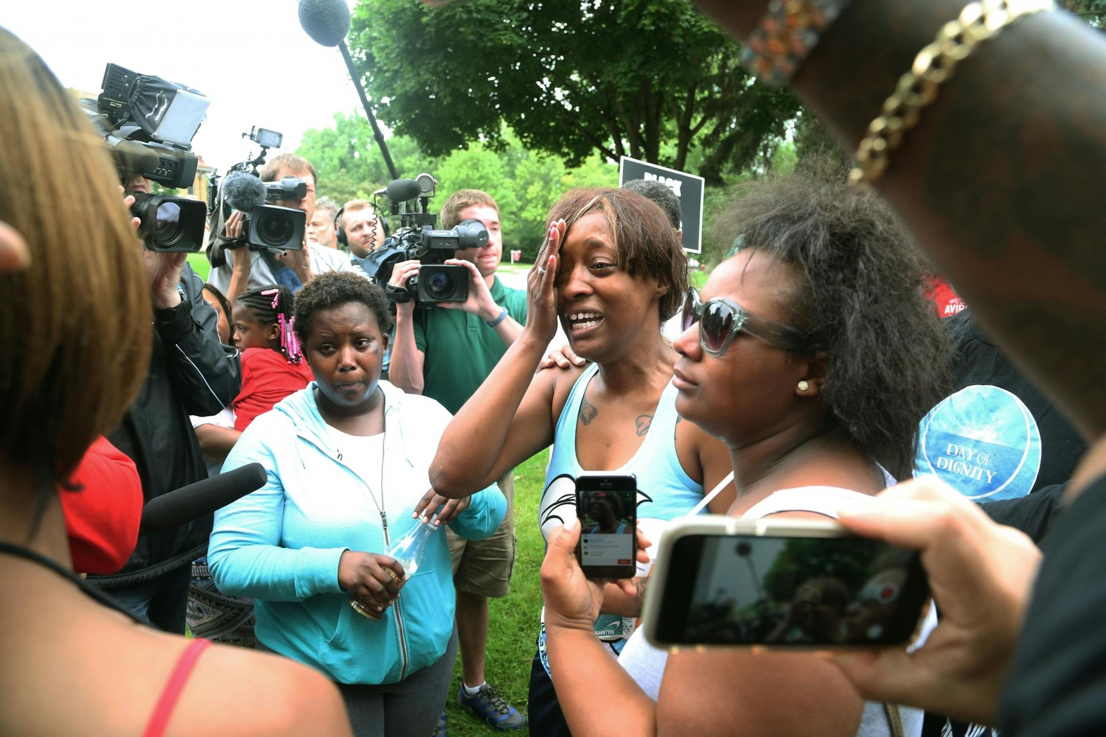 Diamond Reynold, the girlfriend of Philando Castile, talks to supporters and media members outside Gov. Mark Dayton's mansion Thursday, July 7, 2016, in St. Paul, MN. Castile, 32, a St. Paul schools employee, was shot by a police officer following a traffic stop in Falcon Heights, MN. Castile later died Wednesday night at HCMC.