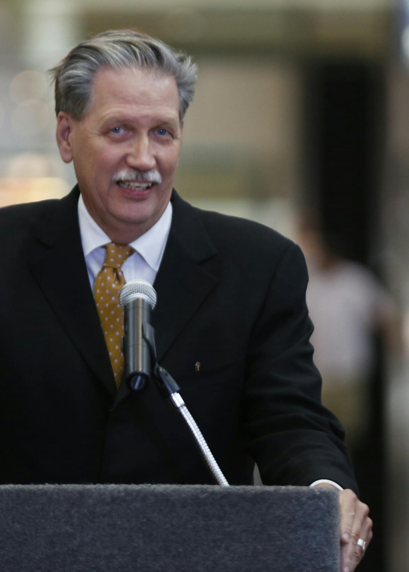 At Southdale Center, Speaker Edina Mayor Jim Hovland voiced his support for the renovation of the venerable shopping mall, an important tax base for the city.] rtsong-taatarii@startribune.com,