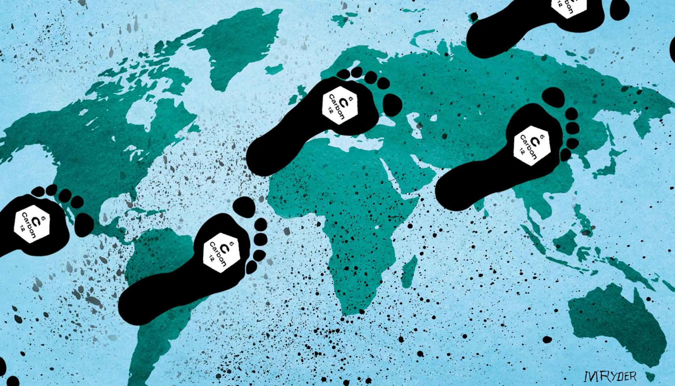 This artwork by M. Ryder relates to humanity's carbon footprint.