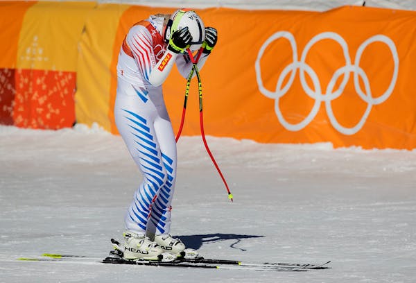 Lindsey Vonn after her run at the women's Super-G at Jeongseon Alpine Centre on Saturday.