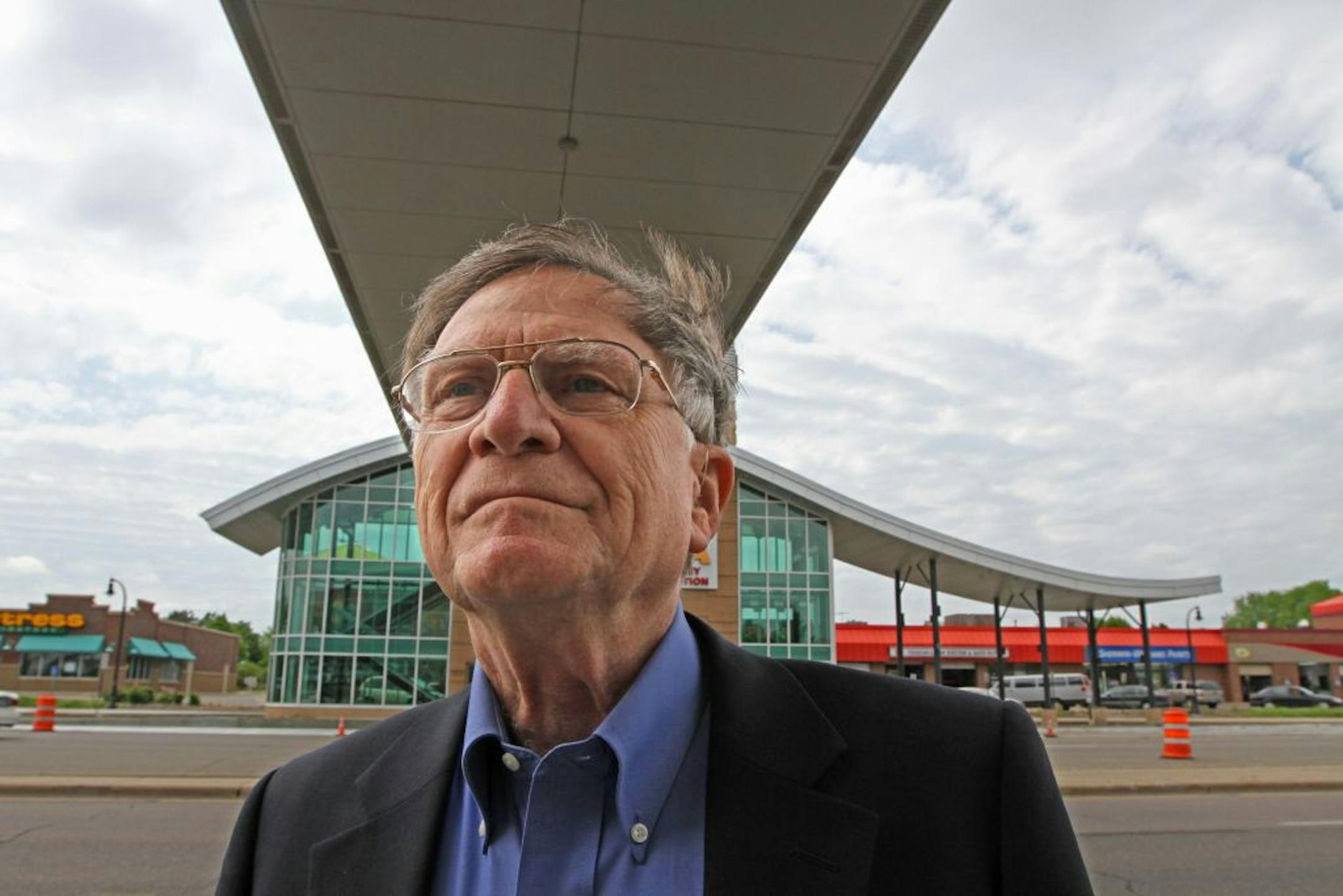 Retiring Dakota County Commissioner Will Branning was photographed at the MVTA transit station at 1540 Cedar Ave South that is being expanded as part of the roadway project along Cedar Ave. South. 5/11/12.