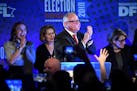 Governor elect Tim Walz took the stage for his acceptance speech Tuesday night at the DFL headquarters election night party in St. Paul.