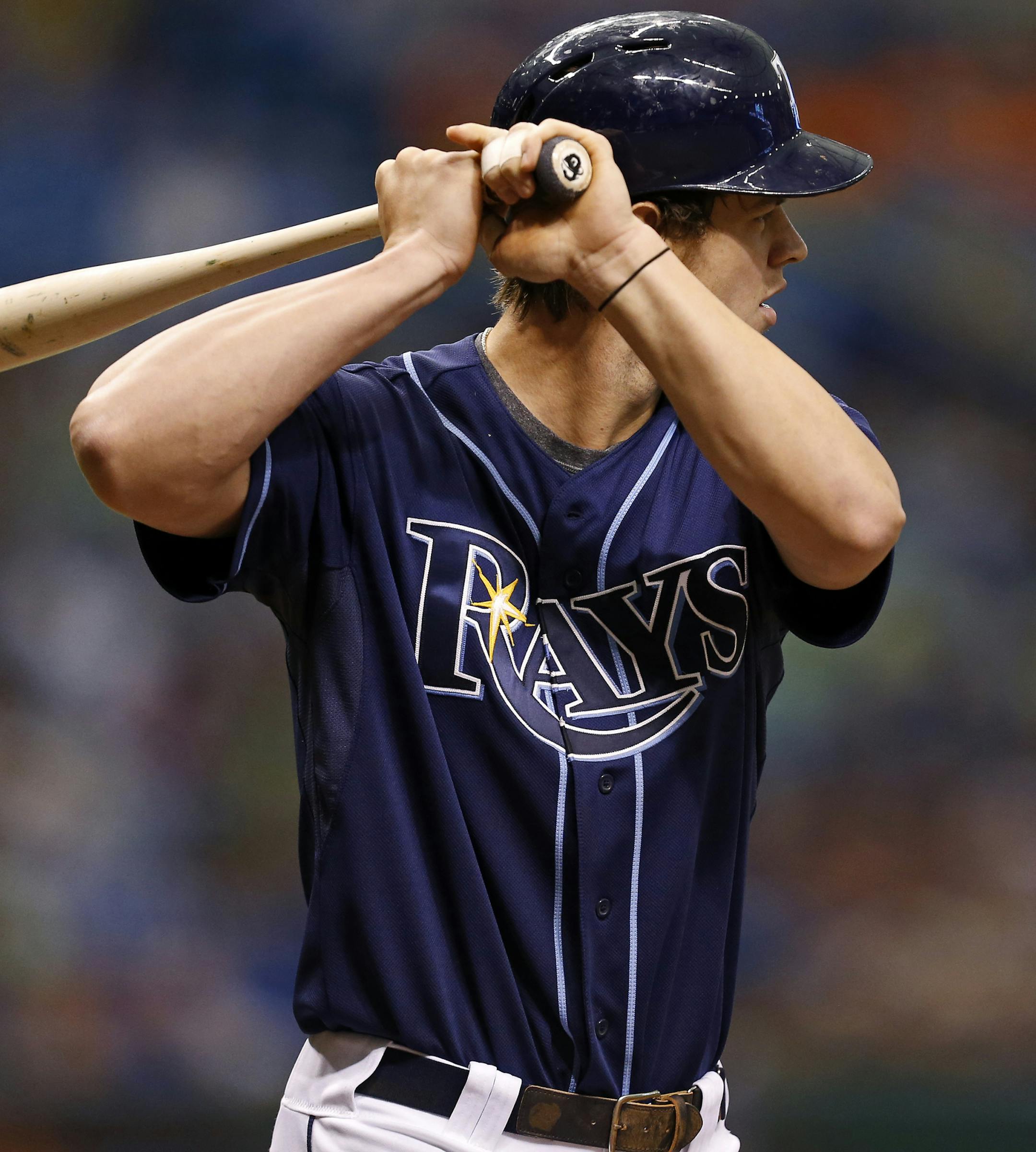 Tampa Bay Rays' Wil Myers bats in the first inning of a baseball game against the Minnesota Twins Thursday, July 11, 2013, in St. Petersburg, Fla. (AP Photo/Mike Carlson) ORG XMIT: MIN2013072619401576