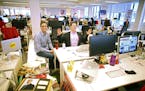 Jonah Paretti, left, founder and chief executive of BuzzFeed with Ben Smith, editor in chief, at offices in New York, Aug. 7, 2014. The website BuzzFe
