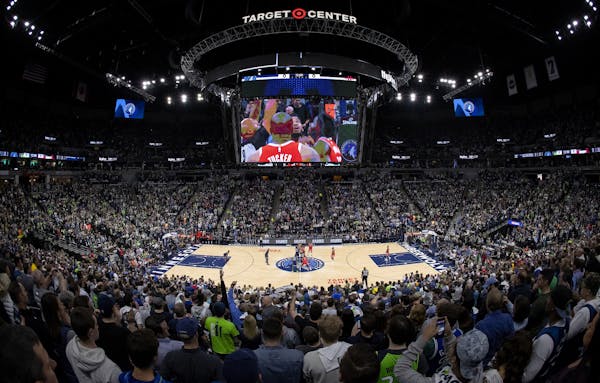 The game 3 tipoff between the Minnesota Timberwolves vs. Houston Rockets. The first playoff game at Target Center since 2004.