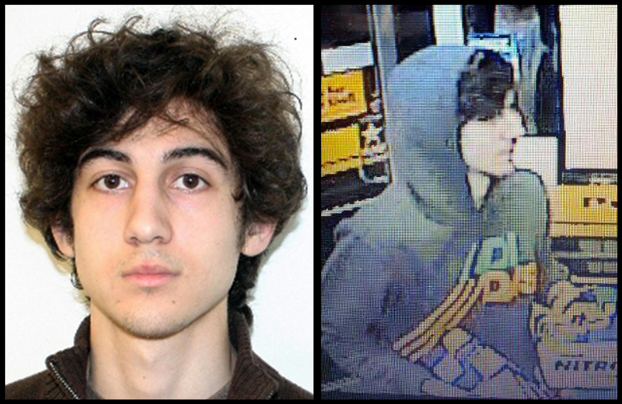 This combination of photos provided on Friday, April 19, 2013 by the Federal Bureau of Investigation, left, and the Boston Regional Intelligence Center, right, shows Dzhokhar Tsarnaev.
