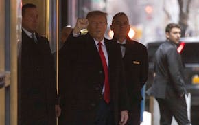 Former President Donald Trump left his apartment building Friday in New York.