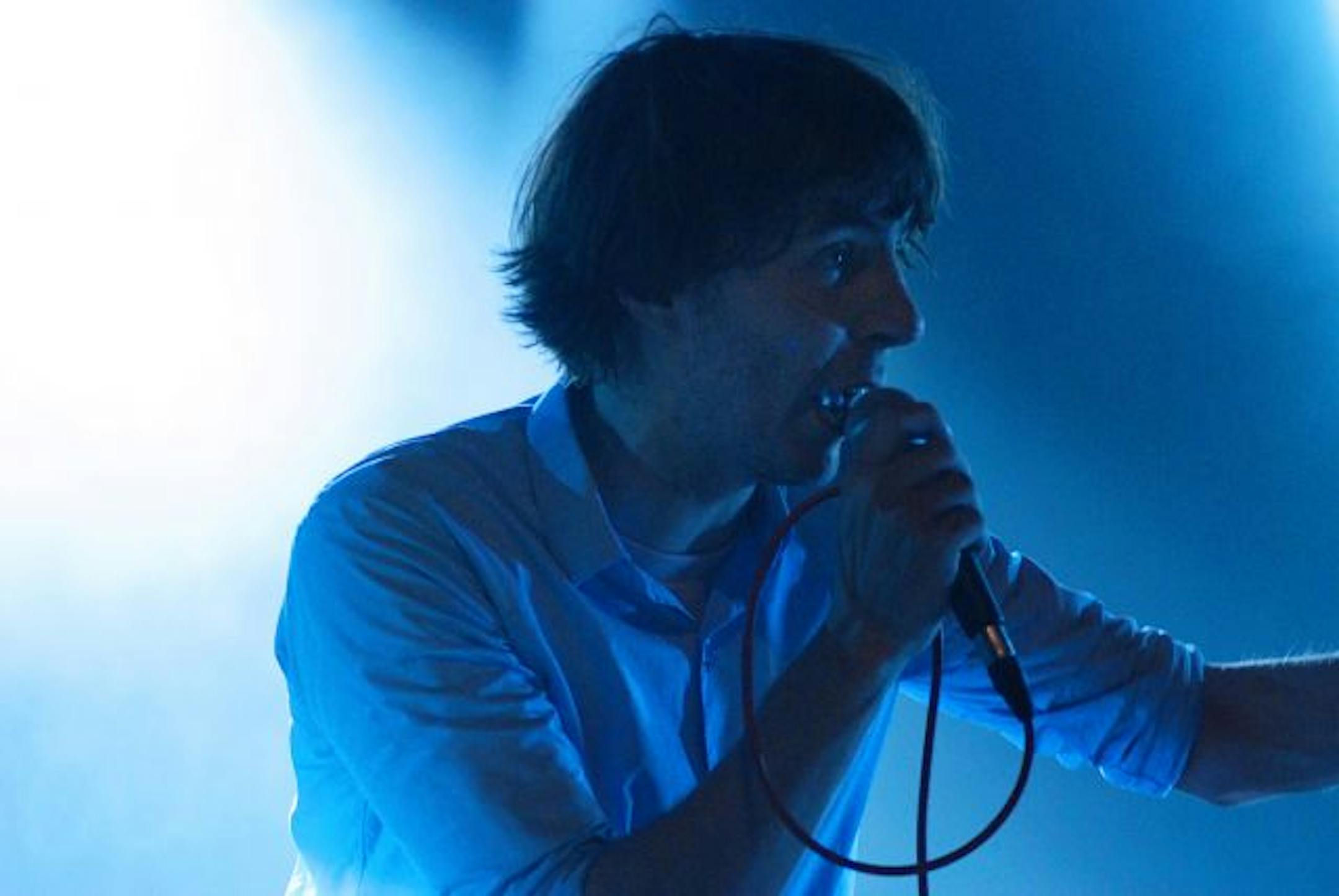 Phoenix lead singer Thomas Mars performed Tuesday at a sold-out show at the Varsity Theater in Minneapolis.