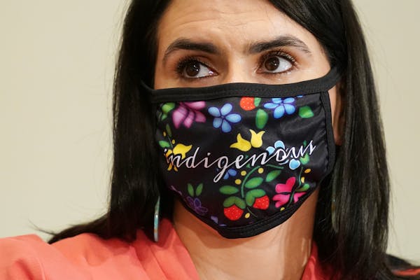 Lt. Gov. Peggy Flanagan wore a mask during a press conference in July. “For far too long, Native women have been, at best, invisible, and at worst, 