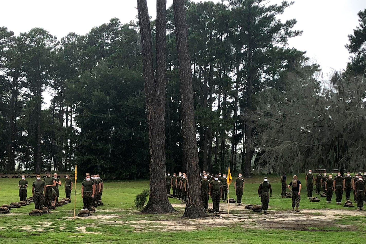 Marine recruits at Parris Island Recruit Depot, S.C., in May. A study published on Wednesday, Nov. 11, 2020 found that despite temperature and COVID-19 symptom checks and strict quarantines before they were allowed to start training, new Marine recruits spread the virus to others even though hardly any of them had symptoms. None of the infections that occurred were caught through symptom screening.