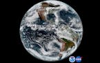 This satellite image shows the Earth's western hemisphere at 12:00 p.m. EDT on May 20, 2018.