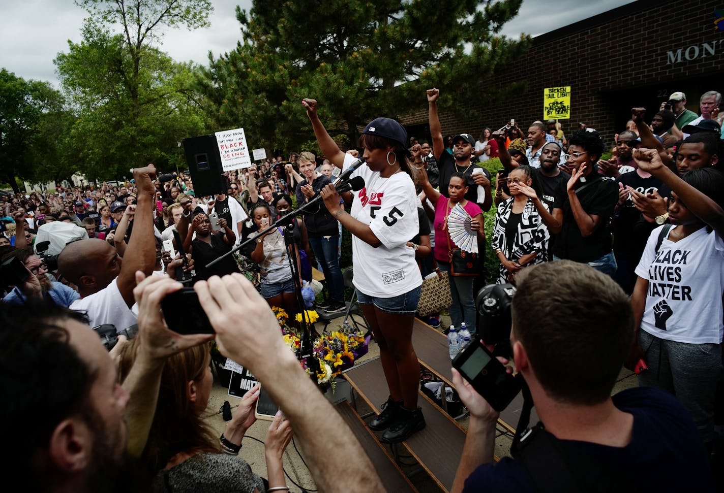 Diamond Reynolds addressed the crowd at the vigil.[At the JJ Hill Magnet School, mourners held a vigil over the shooting death of Philando Castile by police .Richard Tsong-taatarii@startribune.com