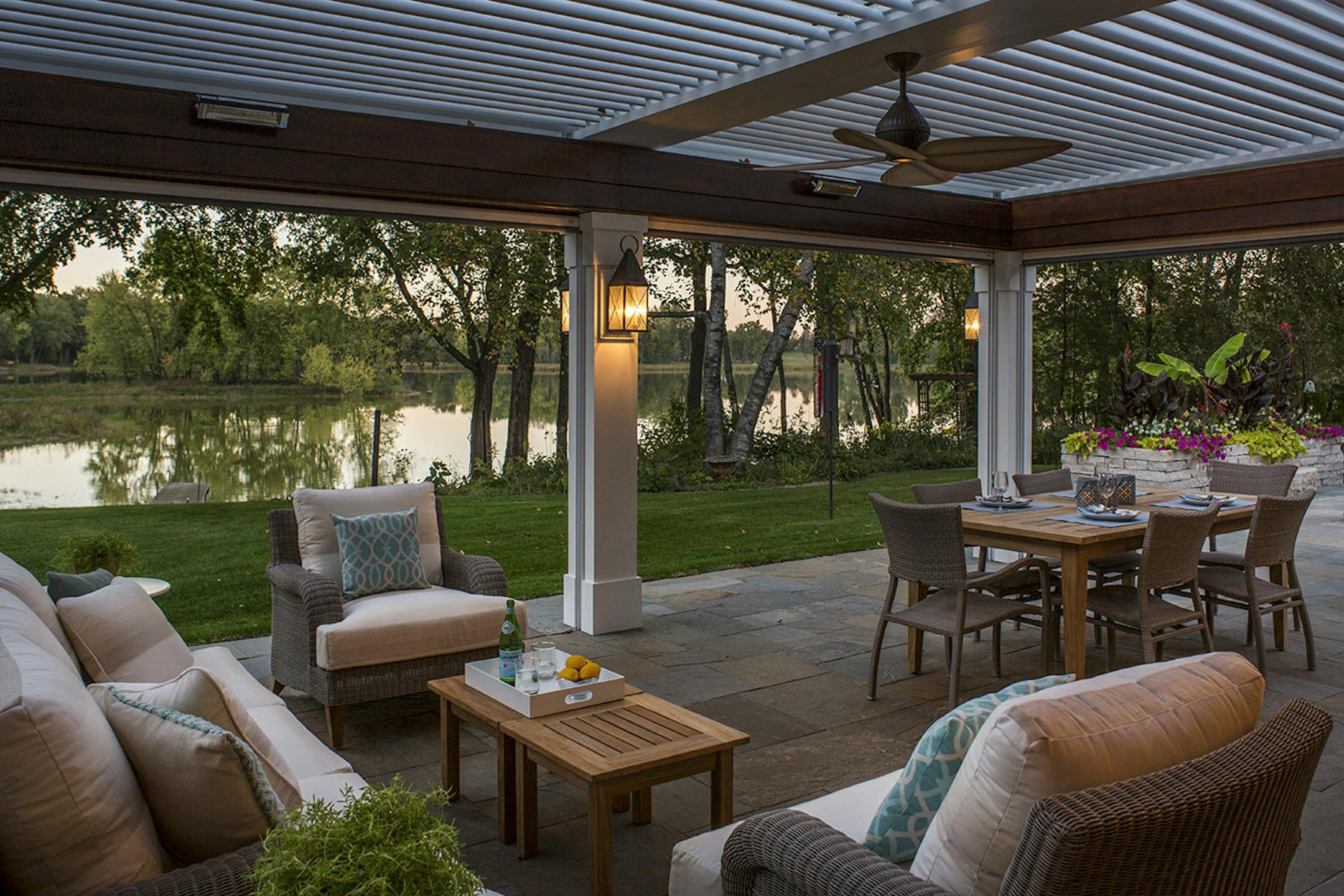 The expanded porch, designed by Mom's Design and Build, also includes a seating area.
