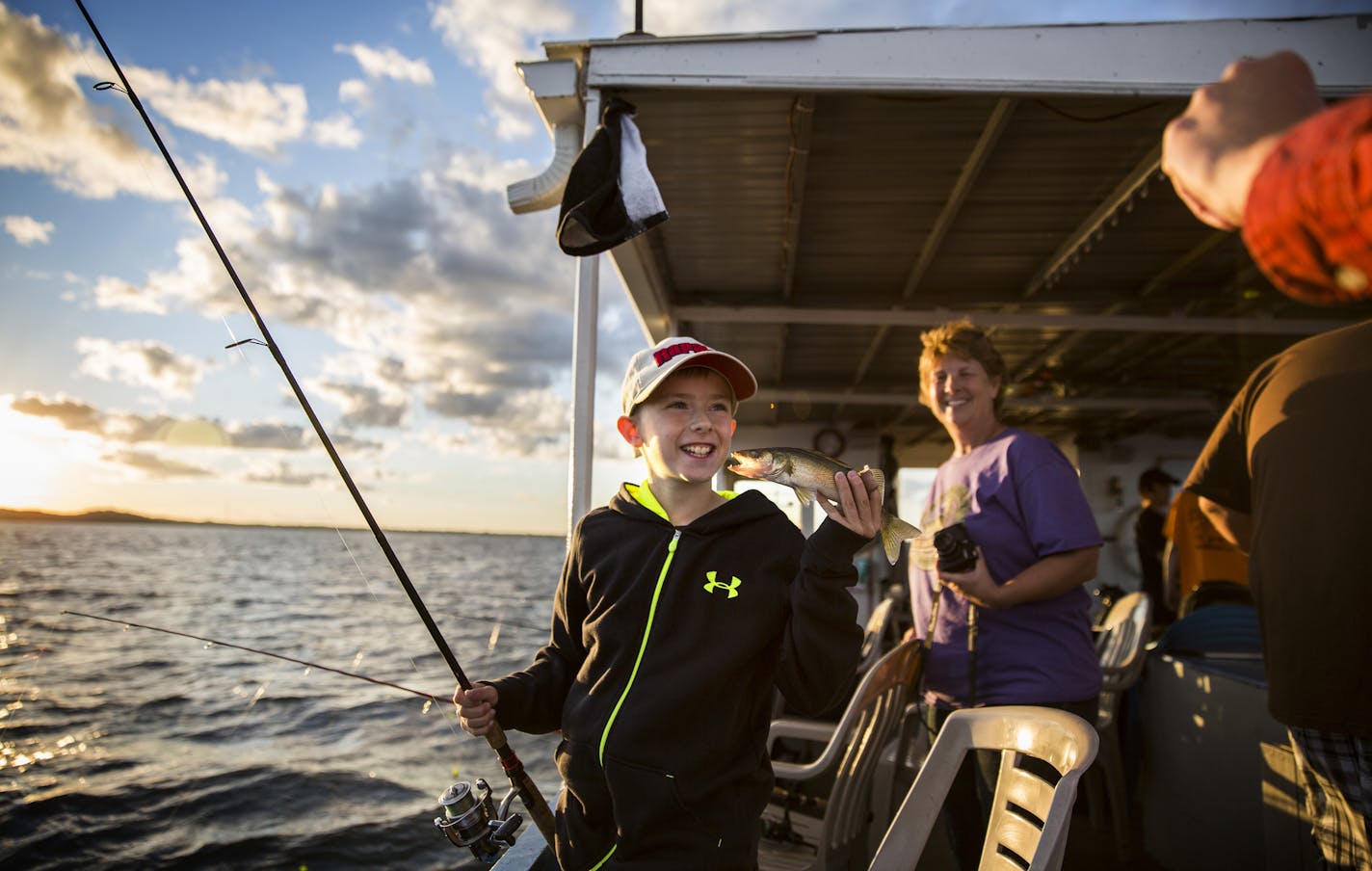 Showing off his catch Monday was Wyatt Peterson, 10, of Excelsior, who was fishing with a group from Twin Pines Resort.