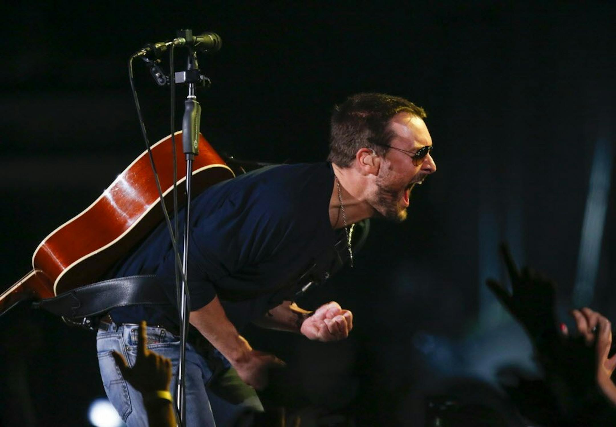 Nashville outsider Eric Church during the second song of his sold out concert at Target Center on Sept. 16, 2014.