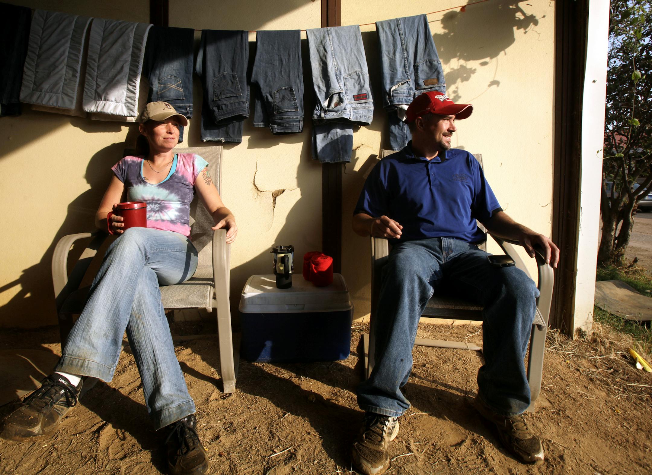 Randy Weidner and Lindsay White take a break at Canterbury Park in Shakopee, MN on July 12, 2013. ] JOELKOYAMA‚Ä¢joel koyama@startribune.com Randy Weidner, a quarter horse trainer from Rosemount who races at Canterbury Park, lost all 12 of the racehorses he was running in Oklahoma last spring when the Moore tornado destroyed their barn. He had only one left: Track A Tac, who was waiting for him at Canterbury Park. Since the tornado--which also destroyed all of Weidner's possessi