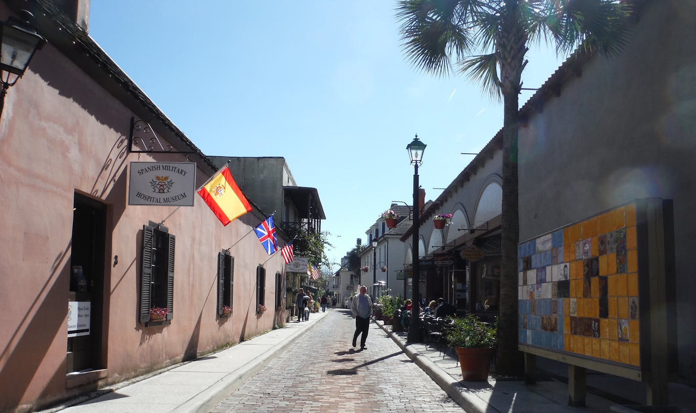 Three-block-long Aviles Street in St. Augustine, Fla., is billed as the oldest street in the United States. The best way to soak in the city&#x2019;s history is on foot.